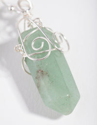 Silver Coil Wrap Green Stone Drop Earrings - link has visual effect only