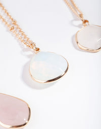 Gold 3 Layer Mix Stone Necklace - link has visual effect only