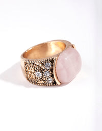 Antique Gold Pink Boho Ring - link has visual effect only