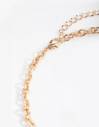 Gold Round Link Cluster Necklace - link has visual effect only