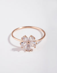 Rose Gold Cubic Zirconia Daisy Ring - link has visual effect only