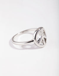 Rhodium Peace Sign Ring - link has visual effect only