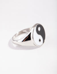 Rhodium Yin & Yang Signet Ring - link has visual effect only