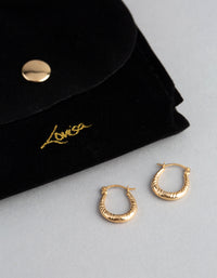 9ct Gold Diamond Cut Creole Hoop Earrings - link has visual effect only