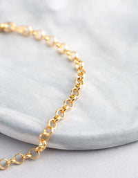 Gold Plated Sterling Silver Rolo Chain Bracelet - link has visual effect only