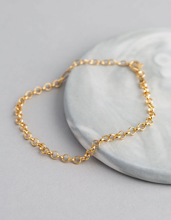 Gold Plated Sterling Silver Rolo Chain Bracelet