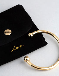 18ct Gold Plated Brass Ball End Cuff Bracelet - link has visual effect only