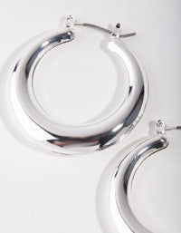 Silver Basic Smooth Hoop Earrings - link has visual effect only