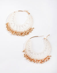 Brown Gold Crochet with Beads Earrings - link has visual effect only