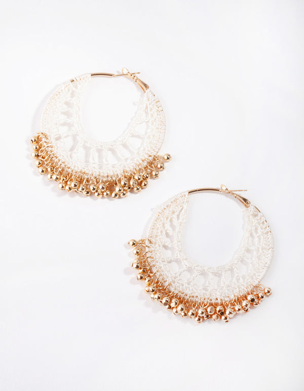 Brown Gold Crochet with Beads Earrings