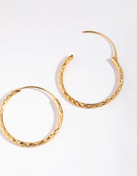 Gold Plated Sterling Silver 25mm Diamond Cut Hoop Earrings - link has visual effect only