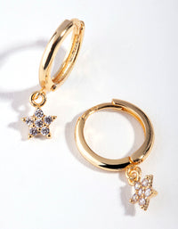 Gold Plated Sterling Silver Star Huggie Earrings - link has visual effect only