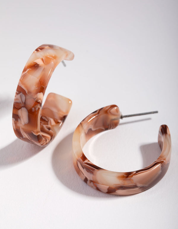 Acrylic Tortoise Shell Hoop Earrings