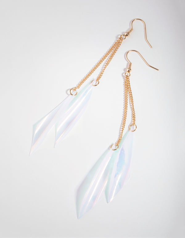 Gold Iridescent Twirl Drop Earrings