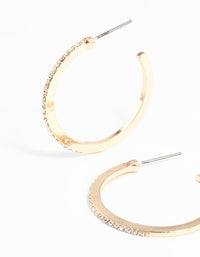 Gold Thin Diamante Hoop Earrings - link has visual effect only