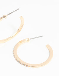 Gold Thin Diamante Hoop Earrings - link has visual effect only