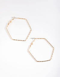 Gold Hexagon Hoop Earrings - link has visual effect only