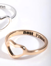 Mixed Metal Cut Out Heart Ring Set - link has visual effect only