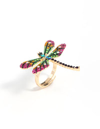 Gold Rainbow Dragonfly Ring - link has visual effect only