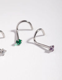 Surgical Steel Classic Gem Nose Stud Pack - link has visual effect only