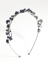 Gun Metal Wire Pearl Crystal Headband - link has visual effect only