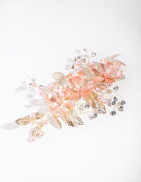 Gold Coated Flower & Diamante Comb - link has visual effect only