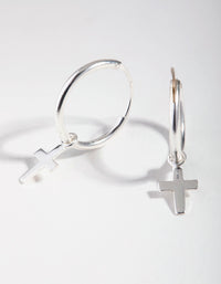 Silver Stud Mini Cross Hoop Earrings - link has visual effect only