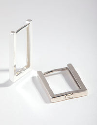 Sterling Silver Stone Medium Square Huggie Earrings - link has visual effect only