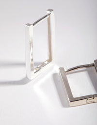 Sterling Silver Stone Medium Square Huggie Earrings - link has visual effect only