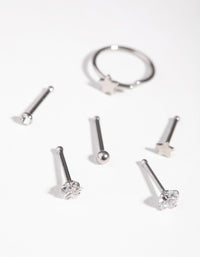 Surgical Steel Cubic Zirconia Star Nose Stud 6-Pack - link has visual effect only