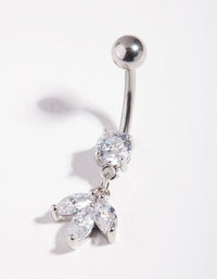 Surgical Steel Cubic Zirconia Marquise Dangle Bellybutton Ring - link has visual effect only