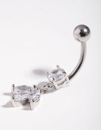 Surgical Steel Cubic Zirconia Marquise Dangle Bellybutton Ring - link has visual effect only