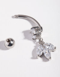 Surgical Steel Cubic Zirconia Marquise Dangle Bellybutton Ring - link has visual effect only