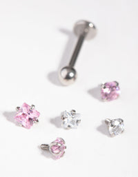 Surgical Steel Cubic Zirconia Star Flat Back 6-Pack - link has visual effect only