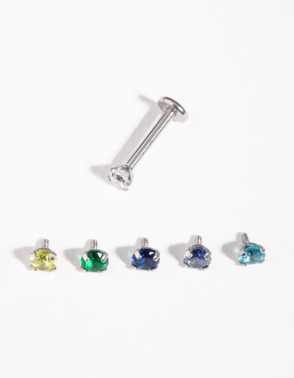 Rhodium Pastel Gem Flat Back 6-Pack