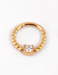 Gold Cubic Zirconia Twisted Clicker - link has visual effect only