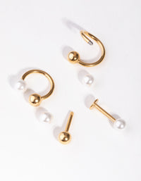 Pearl Swirl Mixed Metal Earring 4-Pack - link has visual effect only