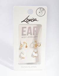 Pearl Swirl Mixed Metal Earring 4-Pack - link has visual effect only