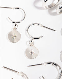 Silver Star & Moon 6-Pack Hoop Earring - link has visual effect only