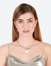 Silver Heart Charm Chain T&O Necklace - link has visual effect only