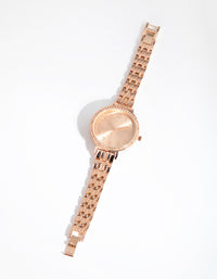 Rose Gold Simple Bling Link Watch - link has visual effect only