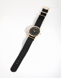 Gold Simple Fabric Strap Watch - link has visual effect only