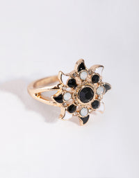 Black Gold Flower Ring - link has visual effect only