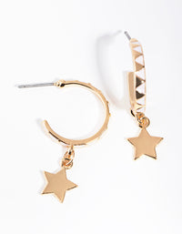 Gold Enamel Zigzag Star Hoop Earrings - link has visual effect only