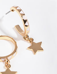 Gold Enamel Zigzag Star Hoop Earrings - link has visual effect only