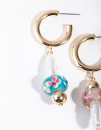 Gold Pearly Mushroom Hoop Earrings - link has visual effect only