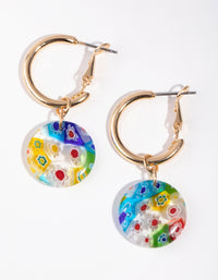 Gold Flower Pattern Drop Earrings - link has visual effect only