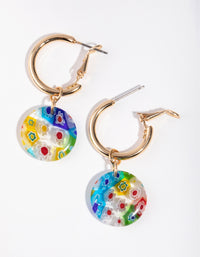 Gold Flower Pattern Drop Earrings - link has visual effect only