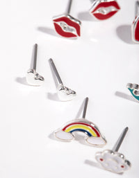 Silver Mix Enamel 6-pack Stud Earring - link has visual effect only