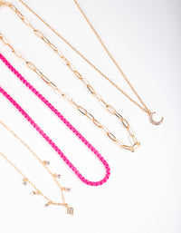 Gold Matte Neon Moon Necklaces 4-Pack - link has visual effect only